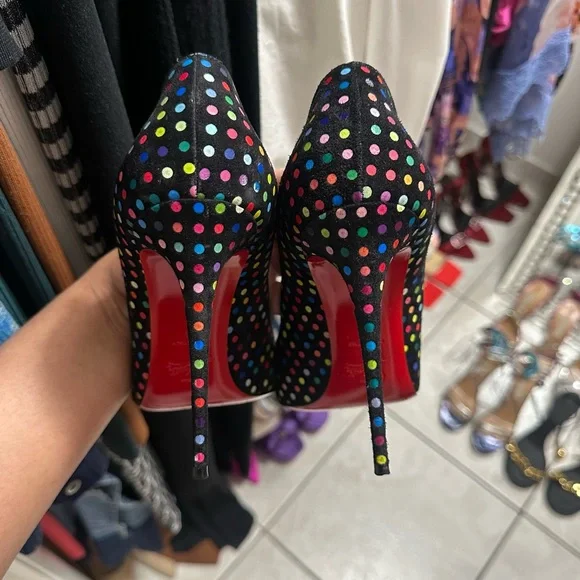 Christian Louboutin Hot Chick 100 Polka Dot Suede Pumps Size 41 - Picture 10 of 12